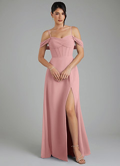 Azazie Cece Bridesmaid Dresses Dusty Rose A-Line Off the Shoulder Chiffon Dress image4