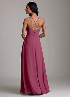 Azazie Naeem Bridesmaid Dresses Mulberry A-Line V-Neck Ruffle Chiffon Dress image2