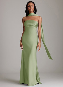 Azazie Saylor Brudtärnklänningar Klä av Sjöjungfru i Stretch Satin Axelbandslös Dusty Sage image9