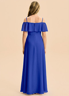 Azazie Maggie Junior Royal Blue A-Line Off the Shoulder Chiffon Dress image2