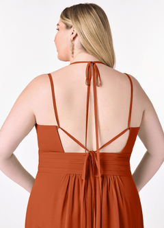 Azazie Farren Bridesmaid Dresses Burnt Orange A-Line Pleated Chiffon Convertible Dress image14