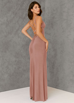 Azazie Nikki Bridesmaid Dresses Dusty Rose Sheath Corset Luxe Knit Dress image4