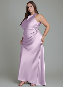 Azazie Evadne Brautjungfernkleider Etui Plissee Stretch-Satin Kleid Frostiges Flieder image13
