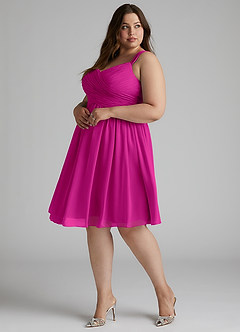 Azazie Angie Brautjungfernkleider A-Linie Korsett Chiffon Kleid Fuchsia image13