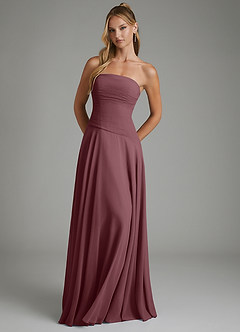 Azazie Layla Bridesmaid Dresses Sangria A-Line Strapless Chiffon Dress image3