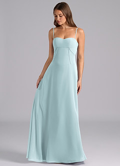 Azazie Valentine Bridesmaid Dresses Mist A-Line Corset Chiffon Dress image3