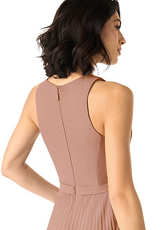 Azazie Lindie Bridesmaid Dresses Champagne Rose A-Line Scoop Pleated Chiffon Dress image5