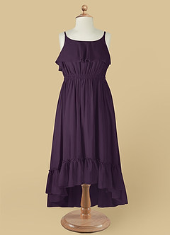 Azazie Karmen Flower Girl Dresses Plum A-Line Ruched Chiffon Dress image9