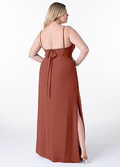 Azazie Mai Bridesmaid Dresses Auburn Sheath Pleated Chiffon Dress image9