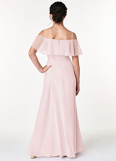 Azazie Maggie Junior Blushing Pink A-Line Off the Shoulder Chiffon Dress image2