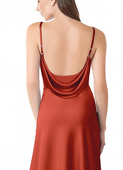 Azazie Alaija Bridesmaid Dresses Rust Mermaid Side Slit Stretch Satin Dress image6