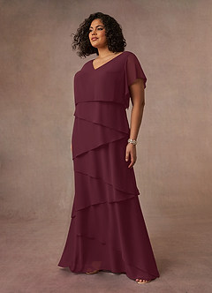Azazie OHara vestidos de madre de la novia Vestido de Cabernet de Gasa de Corte En A con Cuello en V image13