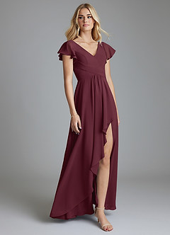 Azazie Omari Bridesmaid Dresses Cabernet A-Line Chiffon Dress image1