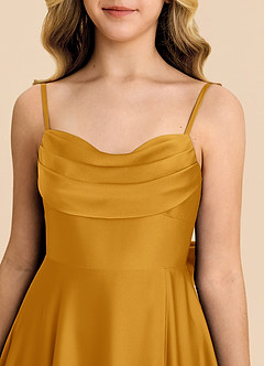 Azazie Bear Butterscotch A-Line Sweetheart Neckline Stretch Satin Dress image7