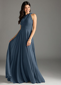 Azazie Charlize Bridesmaid Dresses Neptune A-Line One Shoulder Chiffon Dress image3