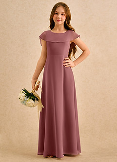 Azazie Kittie Girls Formal Flower Girl Klänningar Klä A-Line i Chiffong image5