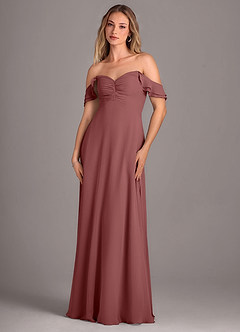 Azazie Kaylyn Vente finale Robe Trapèze en Mousseline de soie Rayé Sky Blue image6