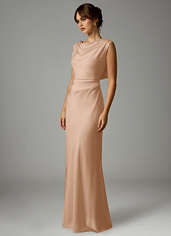 Azazie Kieryn Brudtärnklänningar Klä av Sjöjungfru i Stretch Satin Plisserad Engelsk Ros image3