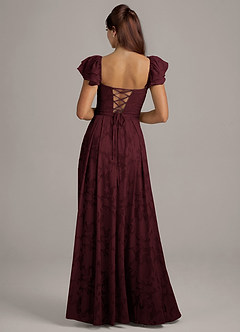 Azazie Aricella Bridesmaid Dresses Cabernet A-Line Corset Floral Burnout Dress image5