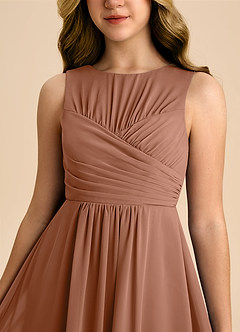 Azazie Skyla Junior A-Linie Plissee Chiffon Kleid Bronzer image7