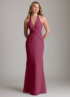 Azazie Valerie Bridesmaid Dresses Mulberry Mermaid Pleated Chiffon Dress image3
