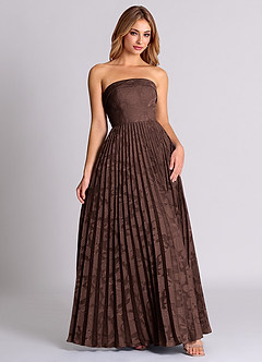 Azazie Mariana 신부 들러리 드레스 A라인 스트랩리스 플로럴 번아웃 바닥 길이 드레스 image5