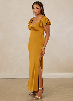 Christian Siriano Bridal for Azazie 1005 Brautjungfernkleider Etui Herzausschnitt Stretch-Satin Kleid Butterscotch image11