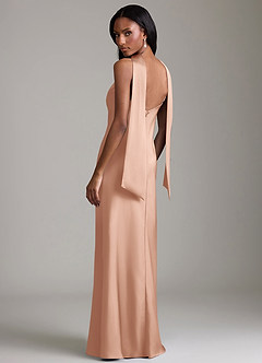 Azazie Cassiana Jurken voor bruidsmeisjes Jurk van Stretch Satijn met Zeemeermin Geplooid Rosé Goud image2