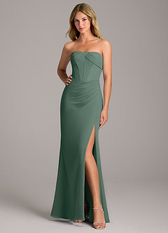 Azazie Chantel Bridesmaid Dresses Sea Moss Sheath Strapless Chiffon Convertible Dress image3