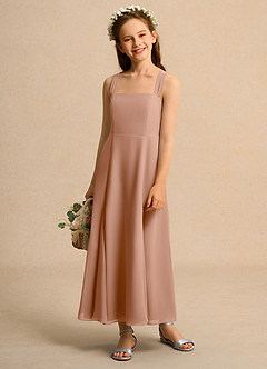 Azazie Tater Junior Formal Flower Girl Klänningar Klä A-Line i Chiffong Plisserad image1