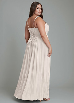 Azazie Stephanie Bridesmaid Dresses White Alabaster A-Line Pleated Stretch Satin Dress image2