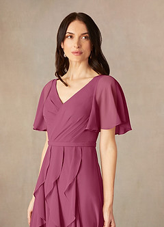 Azazie Watson Mother of the Bride Dresses Mulberry A-Line V-Neck Chiffon Dress image3