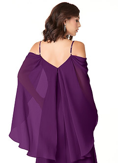 Azazie Cienna Robes de demoiselle d'honneur Robe Trapèze en Mousseline de soie Épaule décolletée Grain De Raisin image3