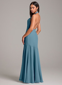 Azazie Lorena Robes de demoiselle d'honneur Robe Sirène en Mousseline de soie Plissée Bermude image6