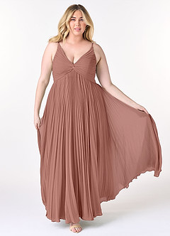 Azazie Raychelle Bridesmaid Dresses Cedar Rose A-Line V-Neck Chiffon Dress image7