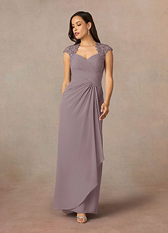Azazie Birdie Mother of the Bride Dresses Dusk A-Line Queen Anne Sequins Chiffon Dress image2