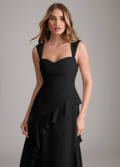 Azazie Sloane Bridesmaid Dresses Black A-Line Sweetheart Neckline Chiffon Dress image6