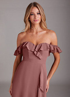 Azazie Lyra Bridesmaid Dresses Desert Rose A-Line Chiffon Convertible Dress image9