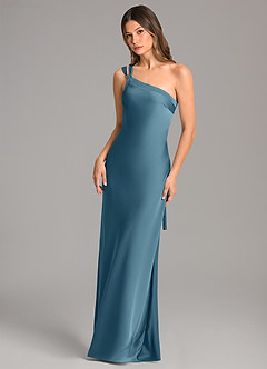 Azazie Monroe Bridesmaid Dresses Bermuda Mermaid One Shoulder Stretch Satin Dress image3