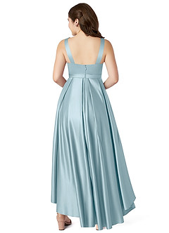 Azazie Inaya Junior A-Linie Gürtel/Schärpe Stretch-Satin Kleid Stimmungsvolles Blau image2