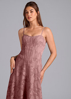 Azazie Stasy Final Sale Dusty Rose A-Line Sweetheart Neckline Floral Burnout Dress image6