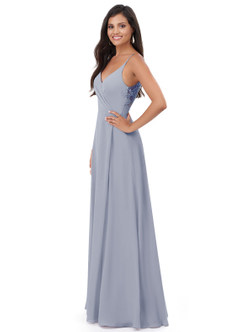 Azazie Lennon Bridesmaid Dresses Dusty Lavender A-Line Lace Chiffon Dress image4