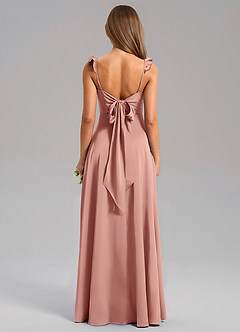 Azazie Everett Bridesmaid Dresses Rosette A-Line Stretch Satin Dress image2
