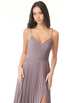 Azazie Vini Bridesmaid Dresses Dusk A-Line V-Neck Pleated Chiffon Dress image6