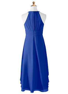Azazie Linna Junior Vestido de Azul Real de Gasa de Corte En A con Plisado image6
