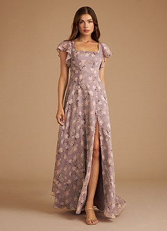 Azazie Bondi Bridesmaid Dresses Lilac Bloom Floral A-Line Ruched Bloom Dress image1
