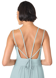 Azazie Farren Abiti da Damigella Abito Convertibile A-Line in Chiffon Plissettato Nebbia image8