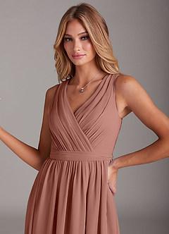 Azazie Kingsley Bridesmaid Dresses Cedar Rose A-Line Lace Chiffon Dress image6