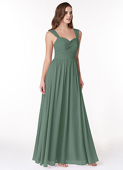 Azazie Zapheira Bridesmaid Dresses Eucalyptus A-Line Ruched Chiffon Dress image4