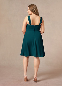 Azazie Olivia Mother of the Bride Dresses Pine A-Line Square Neckline Pleated Chiffon Dress image11